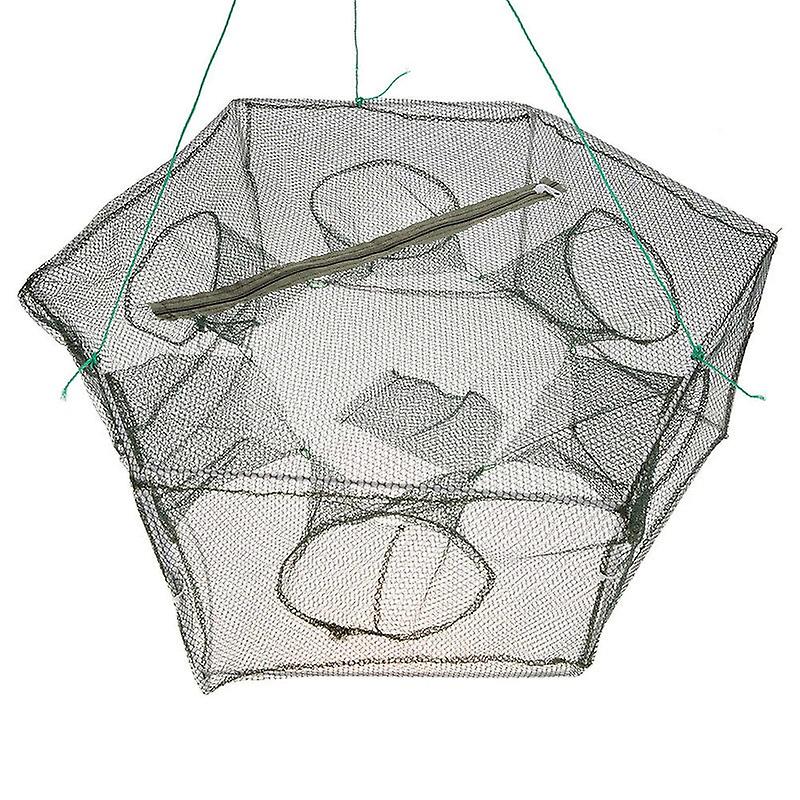 Foldable Fishing Net Hexagon 6 Hole Shrimp Cage Trap Minnow Crab Baits Mesh