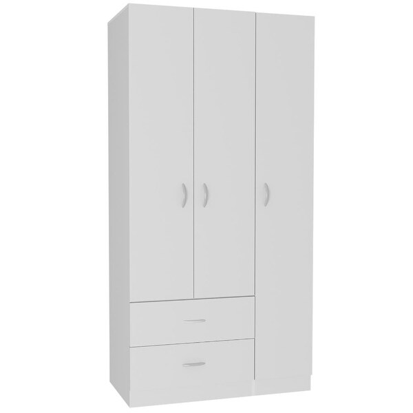 Bosko 3 Doors Armoire， 2 Drawers， 4 Shelves， Metal Rod - - 34518435