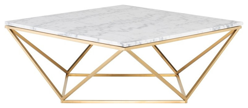 Corrado Coffee Table White Marble Top Brushed Gold   Modern   Coffee Tables   by V.S.D Furniture  Houzz