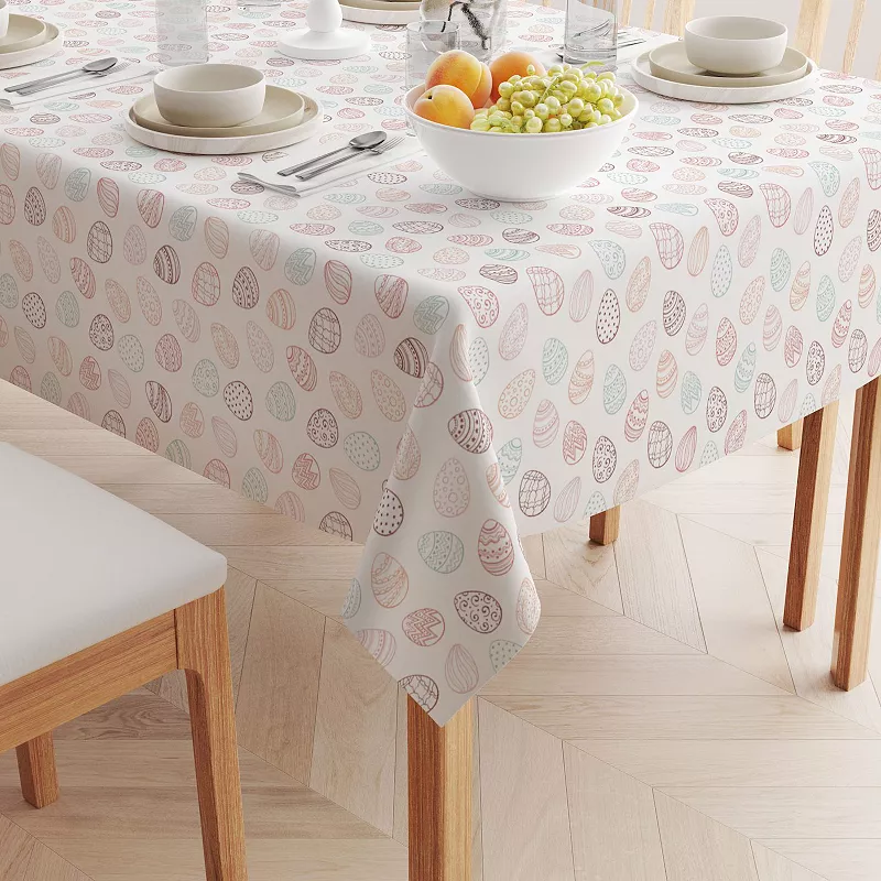 Square Tablecloth， 100% Polyester， 70x70， Watercolor Decorative Easter Eggs