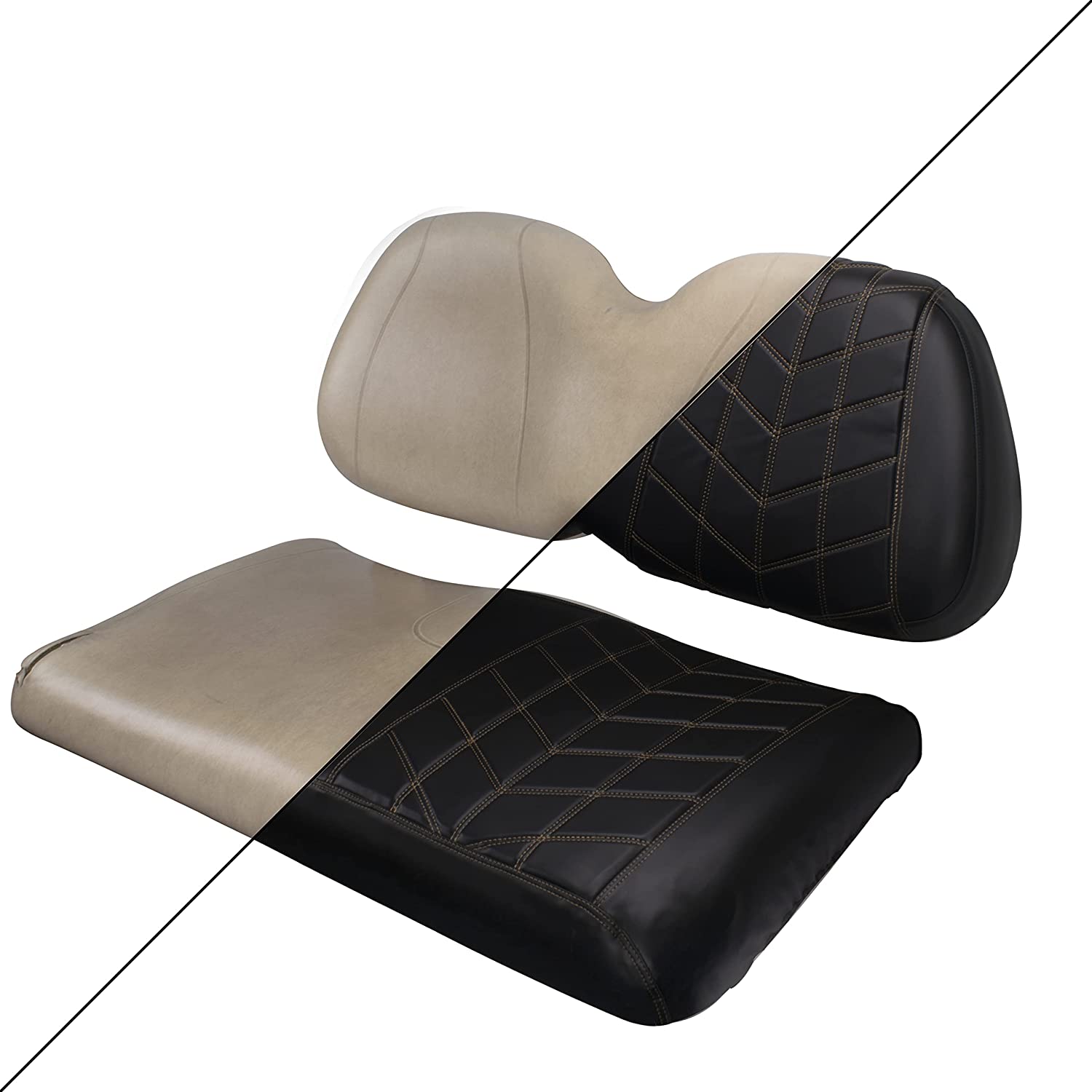 for Club Car Precedent Black Golf Cart Front Seat Cover Diamond Sewing Pattern Front Seat Weather Resistant