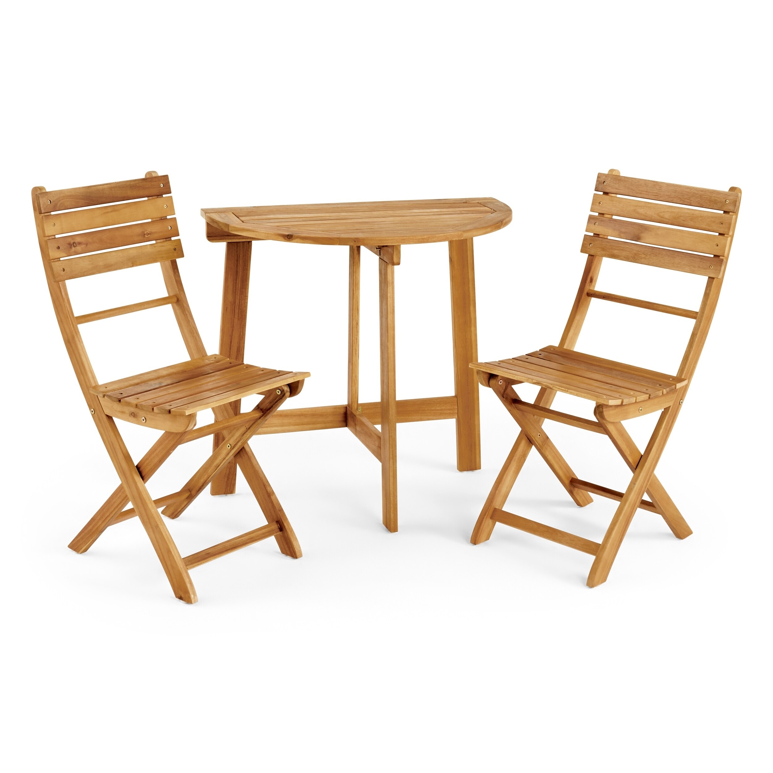 Westmount Outdoor 2 Seater Half-Round Folding Acacia Wood Bistro Table Set by Christopher Knight Home - Overstock - 28807622