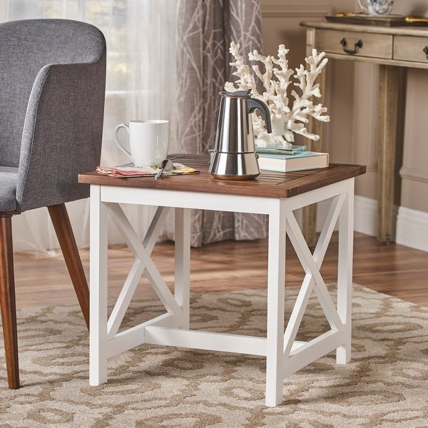 Shammai Square Farmhouse Acacia End Table by Christopher Knight Home - 19.75