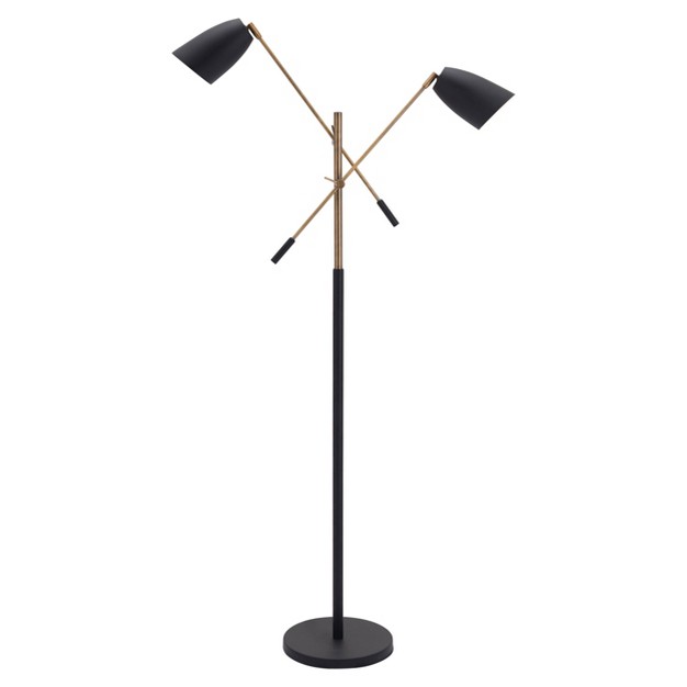 Retro Modern Floor Lamp includes Light Bulb Matte Black brass Zm Home