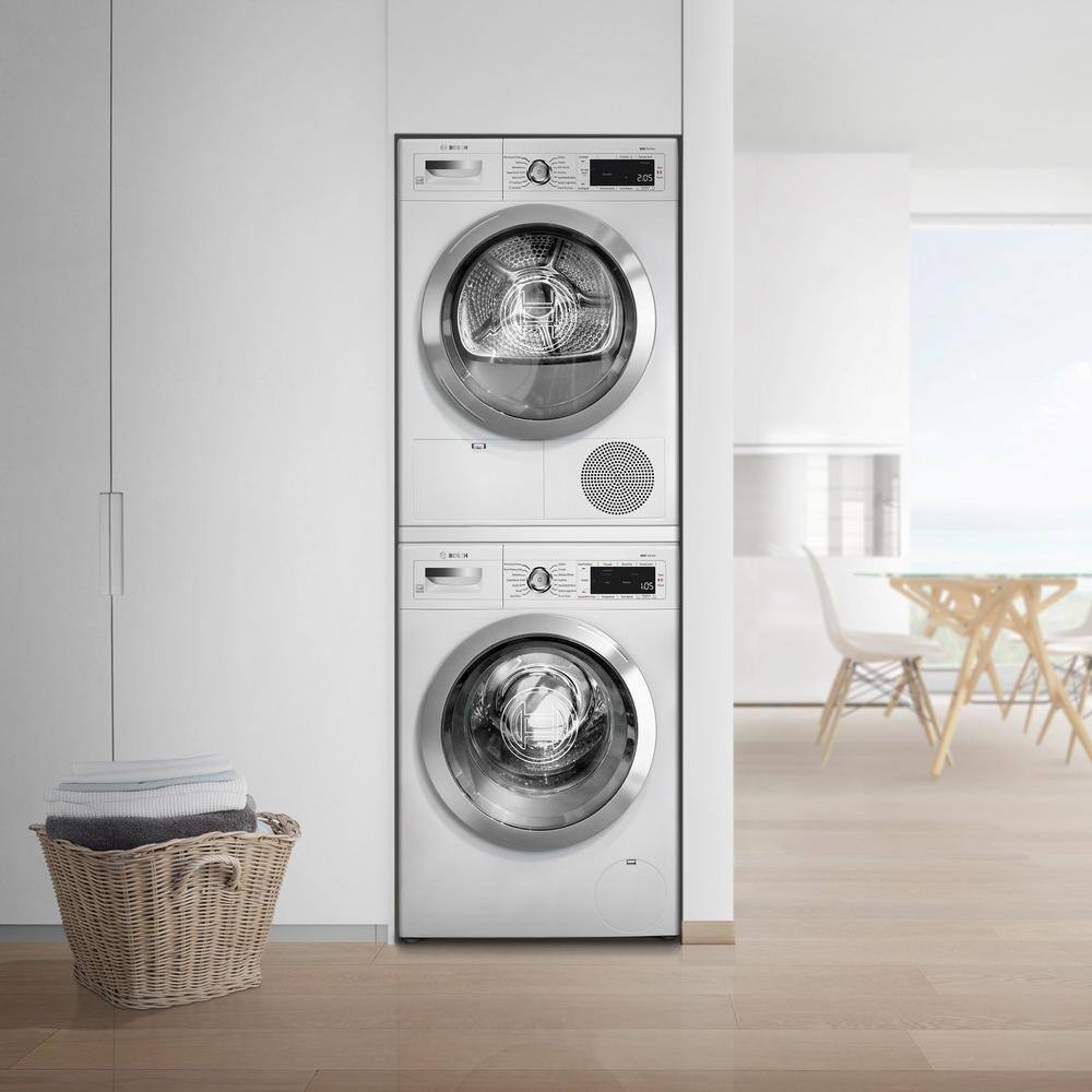 Bosch 800 Series 24 in. 2.2 cu. ft. 240-Volt White with Chrome Accents High-Efficiency Front Load Smart Washer ENERGY STAR WAW285H2UC