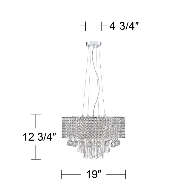 Wide Modern Beaded Crystal Drum Shade 9 light Fixture For Dining Room House Foyer Kitchen Island