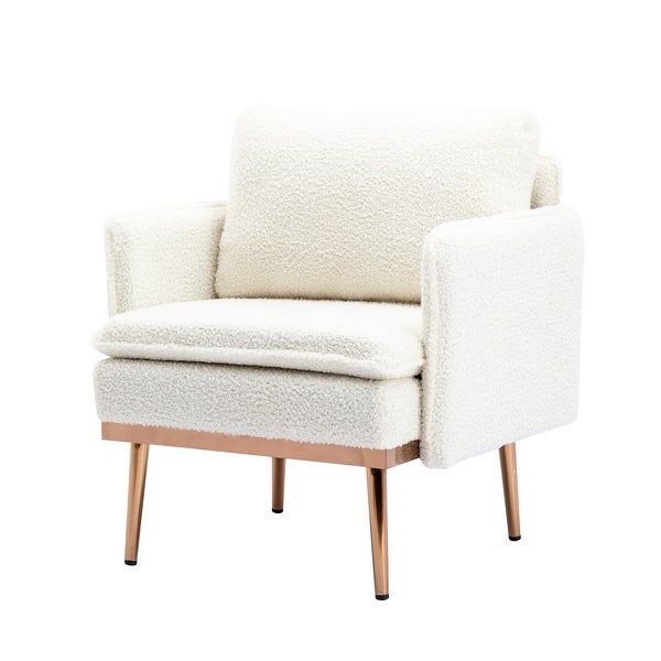 Mid-Century Modern Accent Chair with Metal Legs for Living Room， Tufted Chaise Lounge Chair Comfy Upholstered Arm Chair