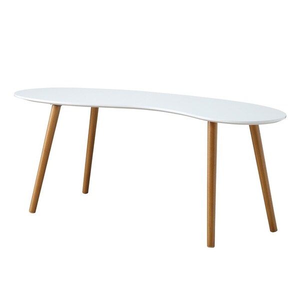 Oslo Bean Shaped Coffee Table， White/Natural