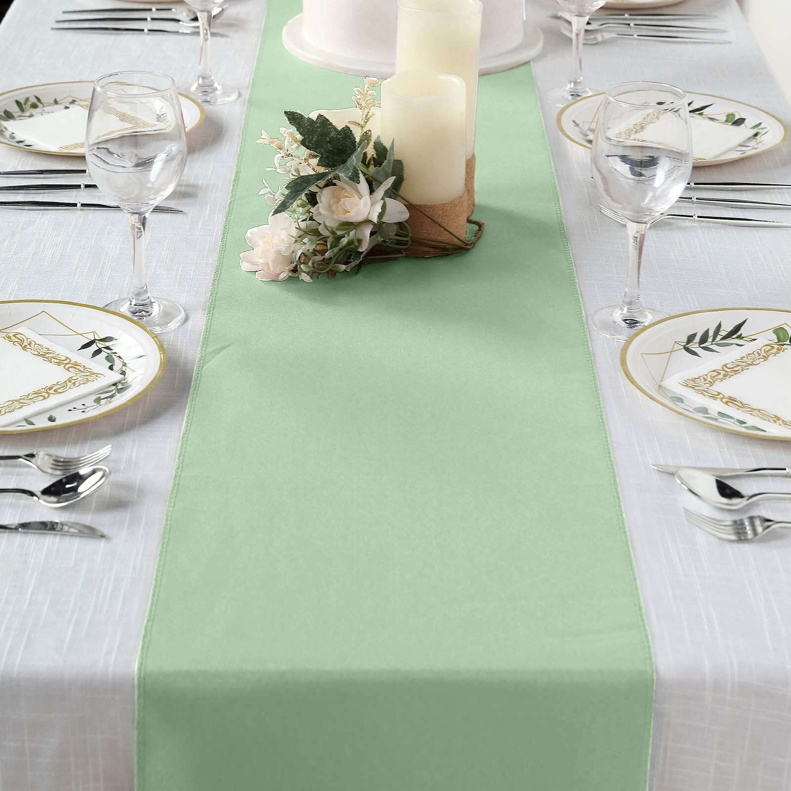 Sage Green Polyester Table Runner 12