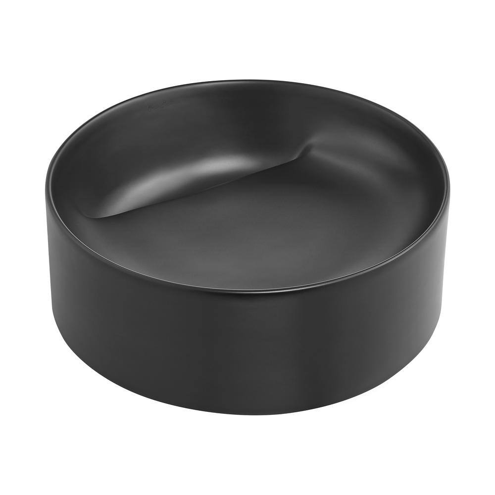 Swiss Madison Beau 16.5 in. Round Ceramic Vessel Bathroom Sink in Matte Black SM-VS301MB