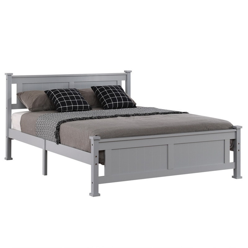 Vertical Decorative Core Bed Frame Grey Full/Twin/Queen