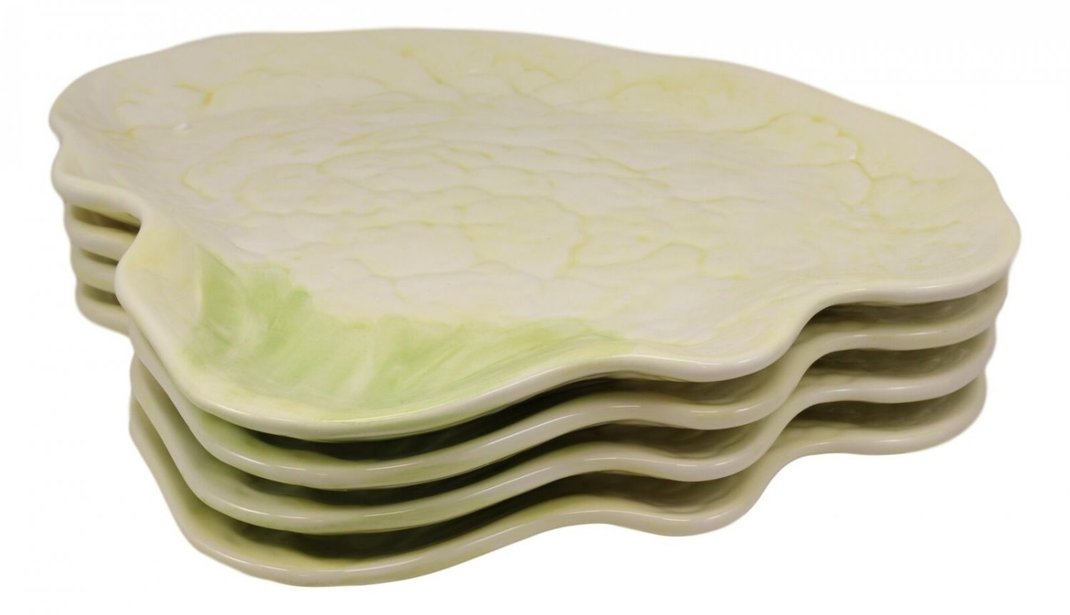 1 Gourmet Kitchen Ceramic Cauliflower Steak Shaped Collage Serving Plates Set of 4 EBR02