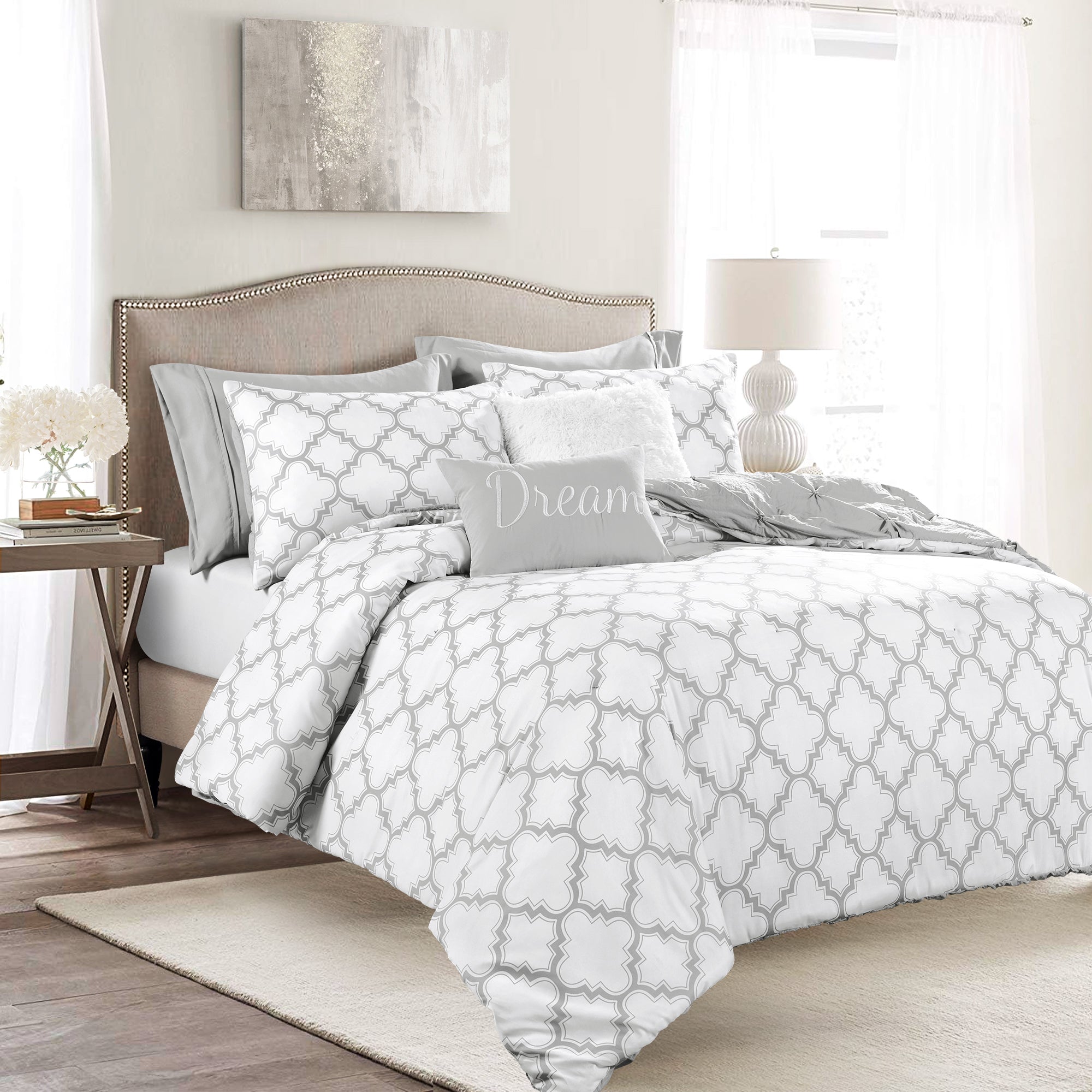 Ravello Pintuck Caroline Geo 7 Piece Comforter Set