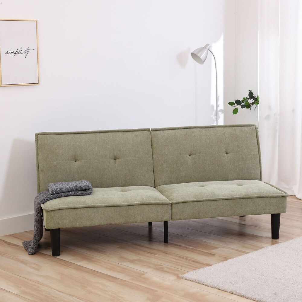 Futon Memory Foam Couch Bed Comfortable Faxu Leather Loveseat Sleeper Sofa for Dorm Apartment Office College Small Space RV