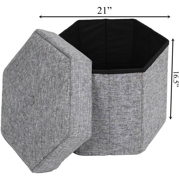 Vintiquewise Decorative Grey Foldable Hexagon Ottoman For Living Room Bedroom Dining Playroom Or Office