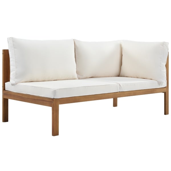 Wood Outdoor Sofa Set with Water-resistant and Coffee Table - Overstock - 37641372