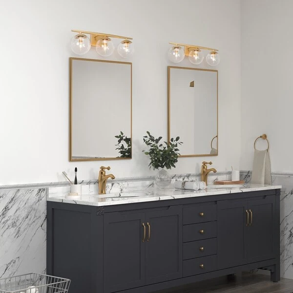 Modern Gold 4/ 3-light Bathroom Vanity Lights Glass Globe Wall Sconces