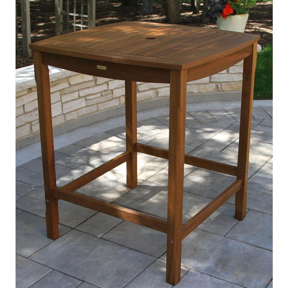 Outdoor Interiors Square Eucalyptus Bar Height Outdoor Dining Table