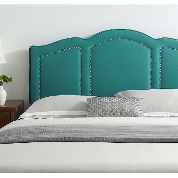 Augusta Green Velvet Upholstered Twin Size Headboard with Nailhead Trim - - 33121402