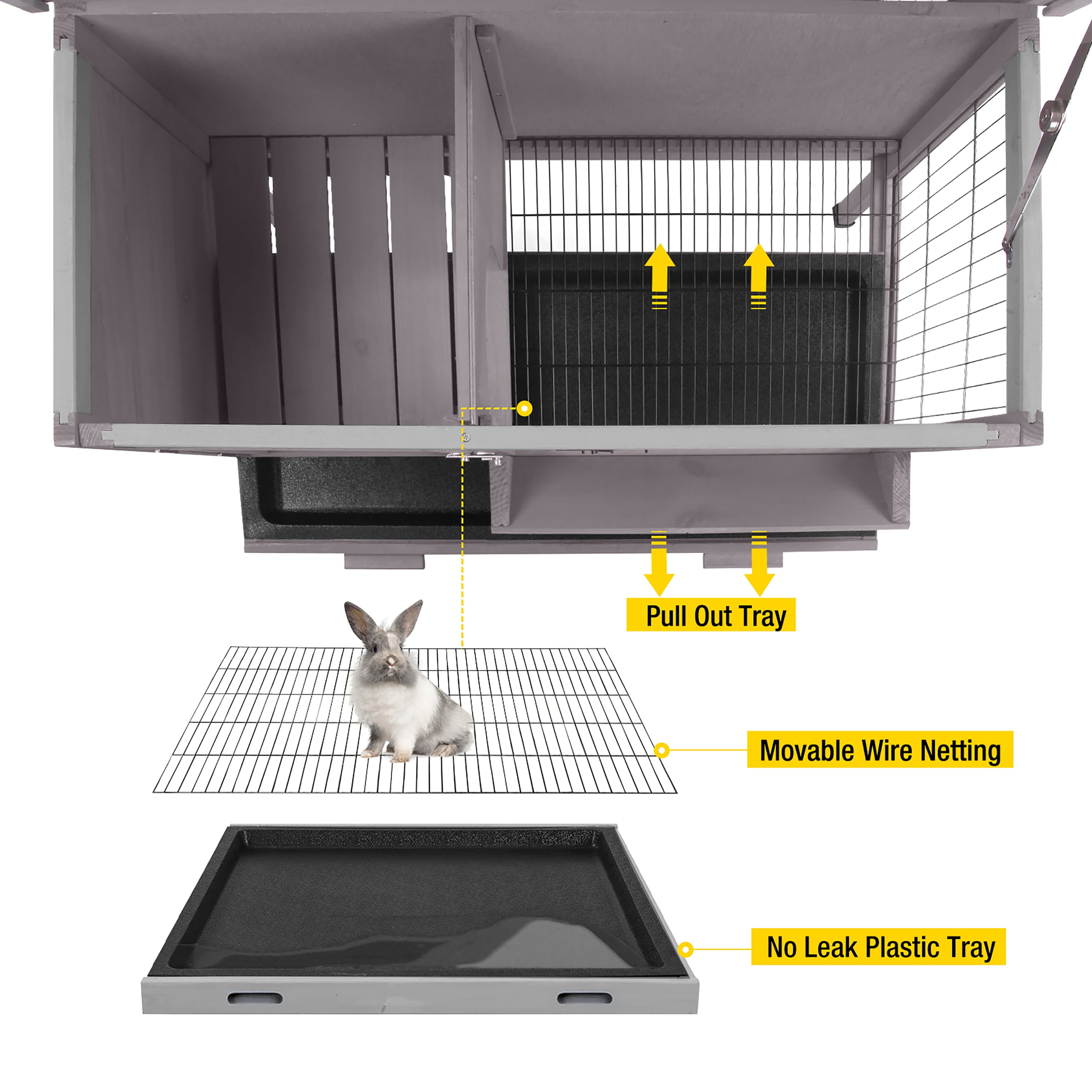 Morgete Wooden Rabbit Hutch Indoor Bunny Cage Outdoor Small Animal House for Guinea Pig