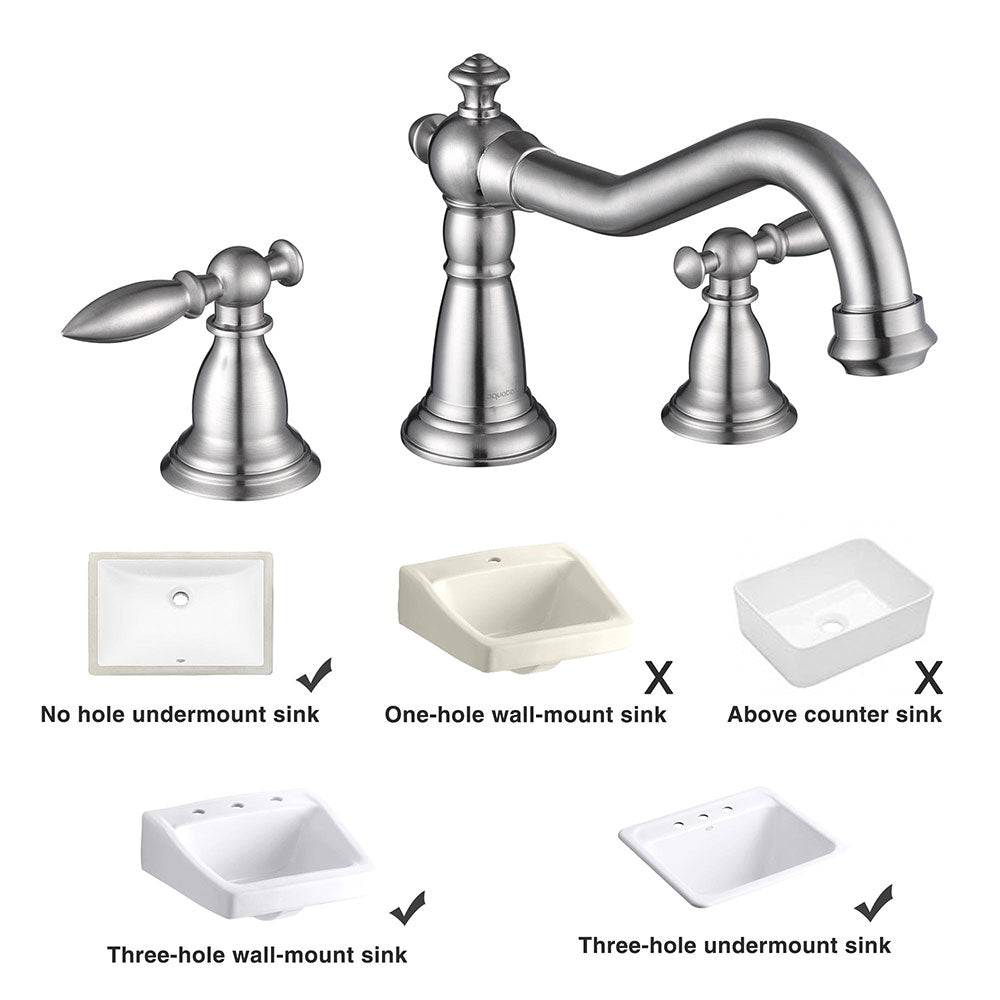 Aquaterior Widespread Faucet 3-Hole 2-Handle Cold Hot 6