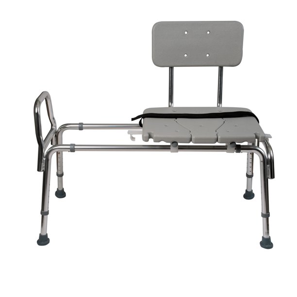 DMI Tub Transfer Bench and Sliding Shower Chair， Heavy Duty Non Slip Aluminum Body and Seat