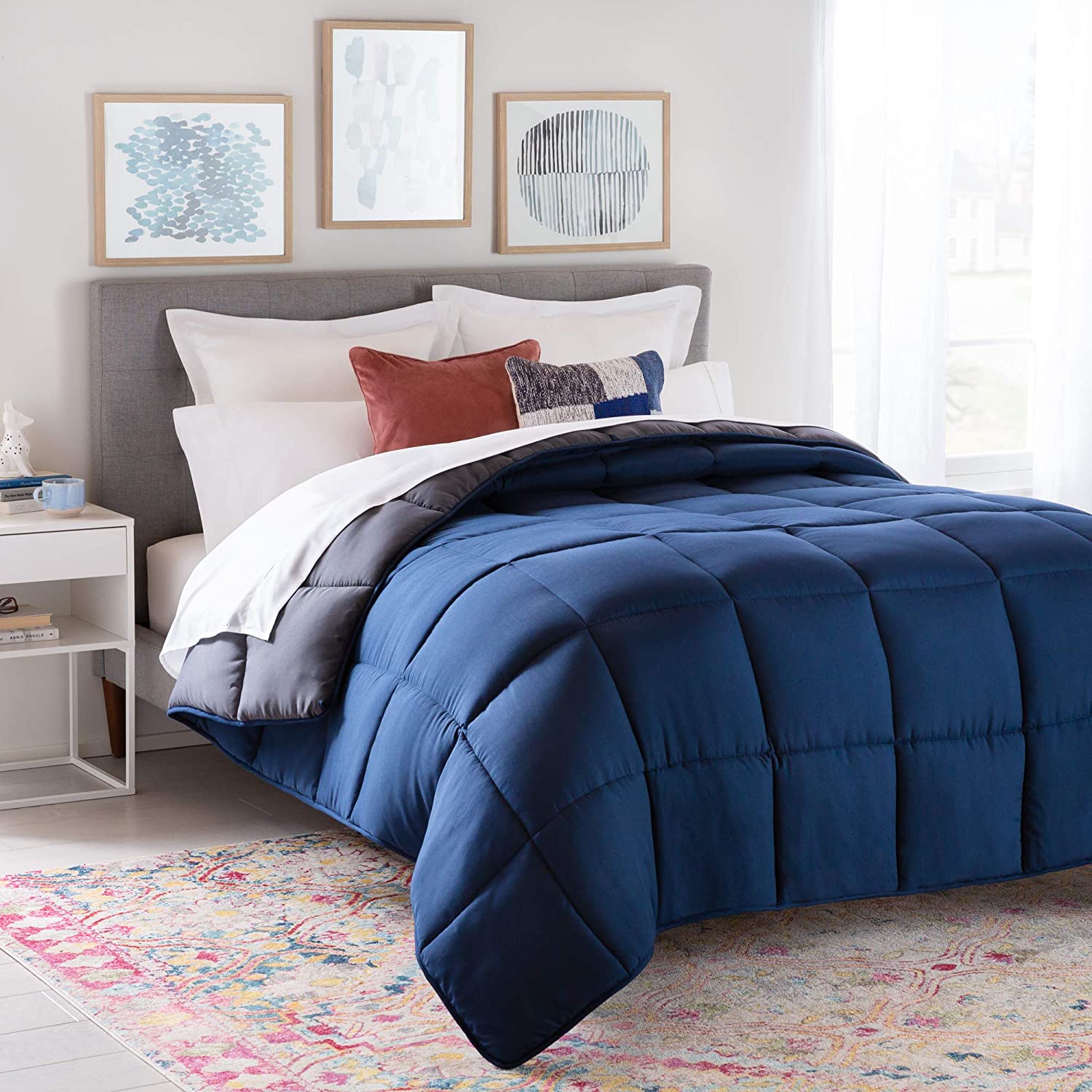 All-Season Quilted Comforter - Corner Duvet Tabs - Hypoallergenic - Plush Microfiber Fill - Machine Washable - Duvet Insert