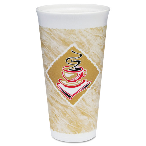 Dart Cafe G Foam Hot/Cold Cups， 20 oz， Brown/Red/White， 500/Carton (20X16G)