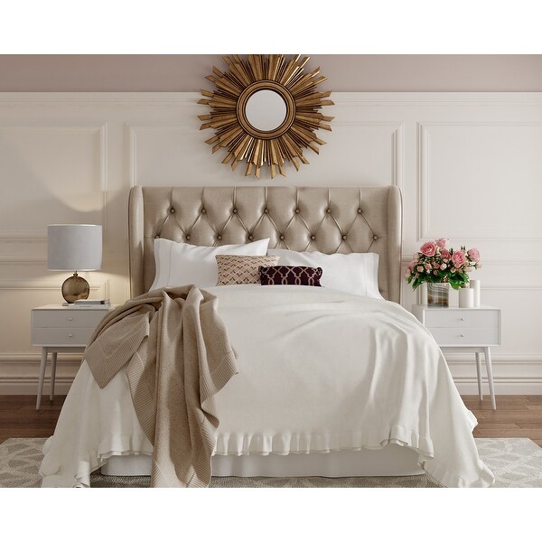 Lillian August Harlow Upholstered Headboard， King Size， Soft Beige - - 21827964