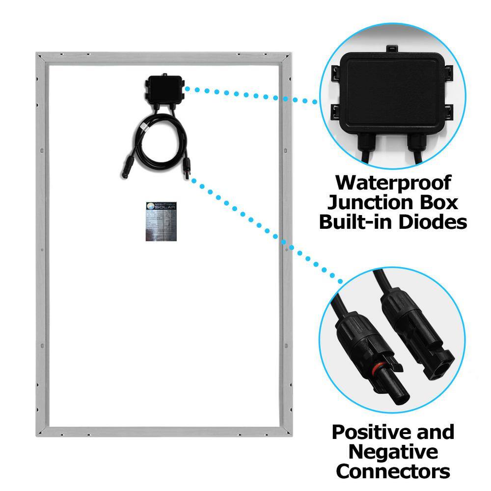 MIGHTY MAX BATTERY 100 Watts 100W Solar Panel 12V - 18V Poly Off Grid Battery Charger for RV MAX3526012