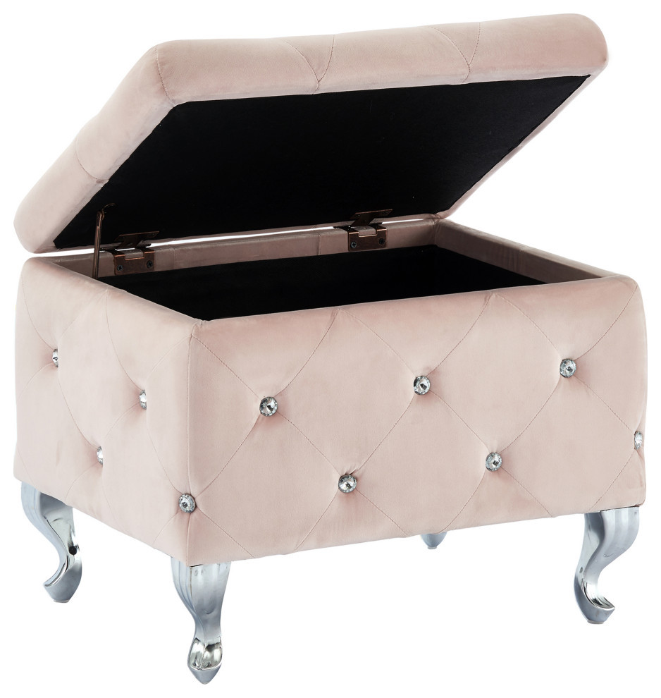 Velvet Single Storage Ottoman   Eclectic   Footstools And Ottomans   by WHI  Houzz