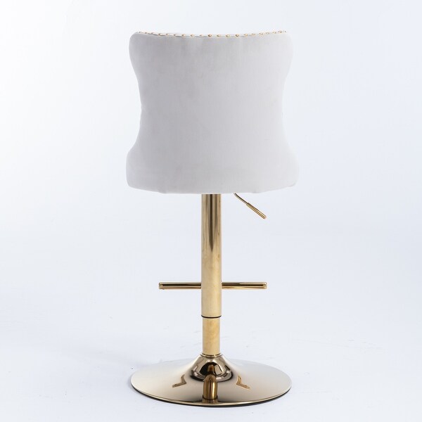 Set of 2 Golden Swivel Velvet Barstools with Backs Comfortable Tufted