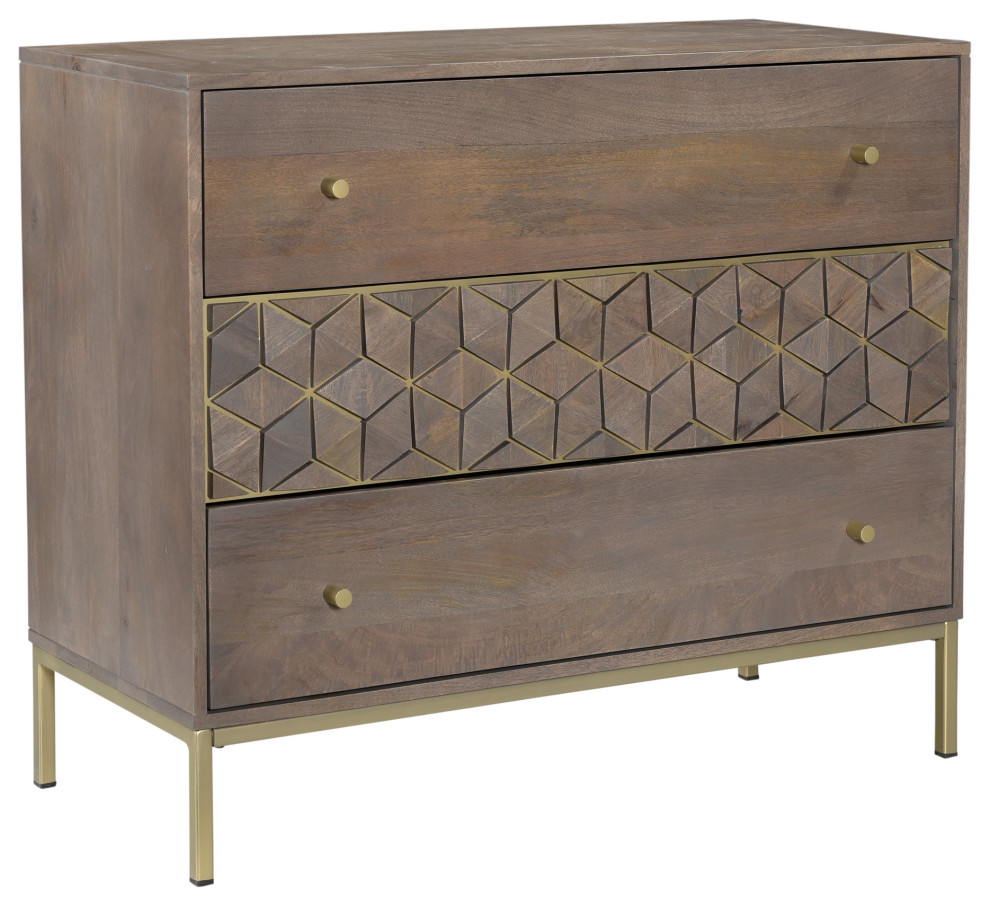 Corolla Three Drawer Chest   Contemporary   Accent Chests And Cabinets   by Moe  x27s Home Collection  Houzz