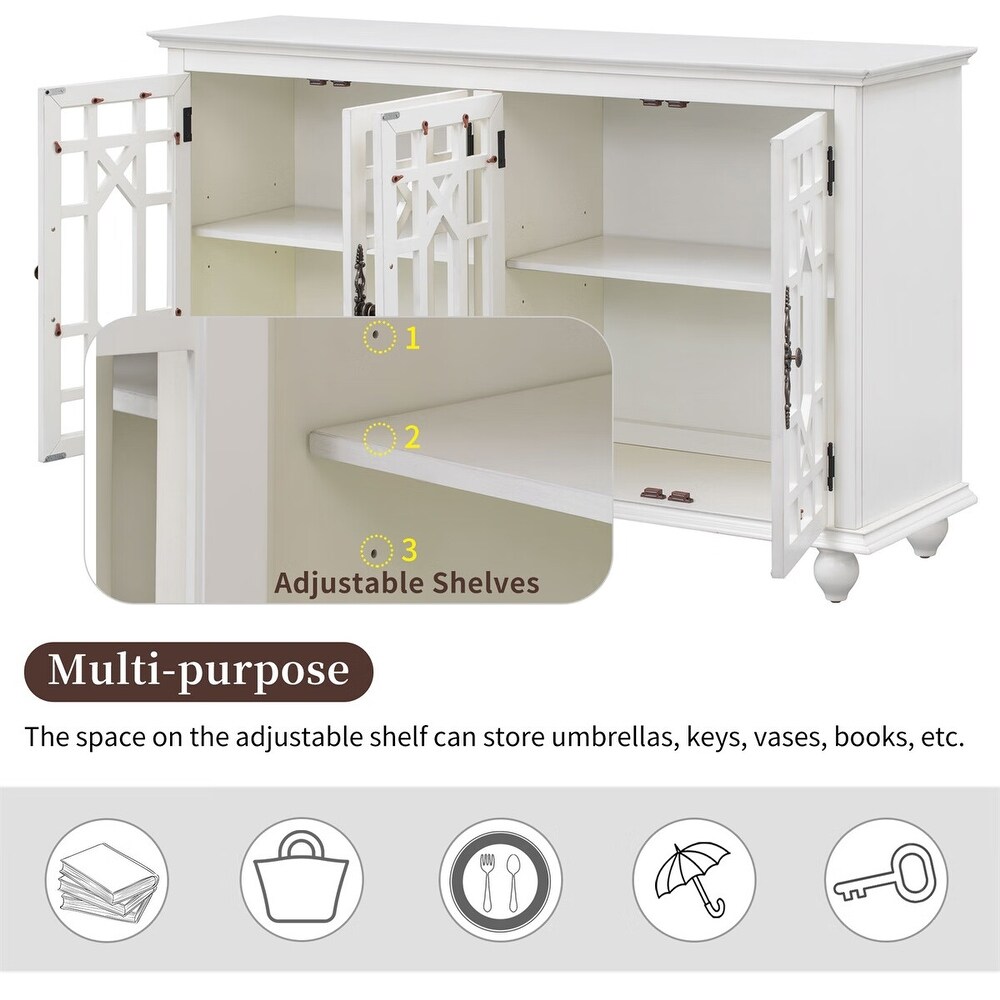 Merax 4 Acrylic Doors Sideboard with Adjustable Height Shelves