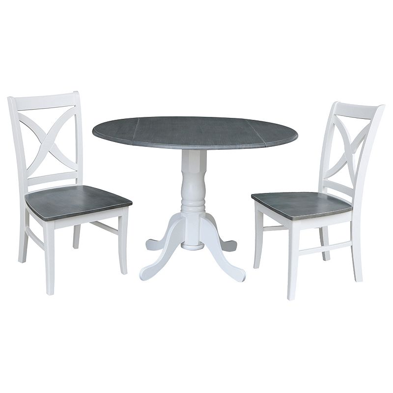 International Concepts Dual Drop Leaf Dining Table and X-Back Chair 3-piece Set