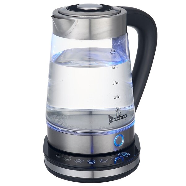 1500W Electric Tea Kettle，2.5L Glass Electric Kettle w/4Hrs Keep Warm Function