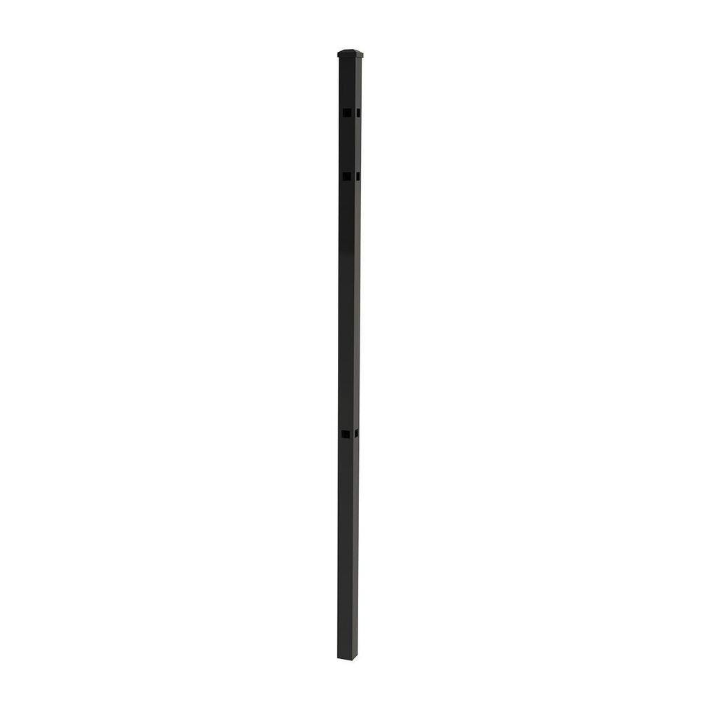 FORGERIGHT 84 in. x 5 ft. Osprey Black Aluminum Fence Corner Post with Flat Cap 881898