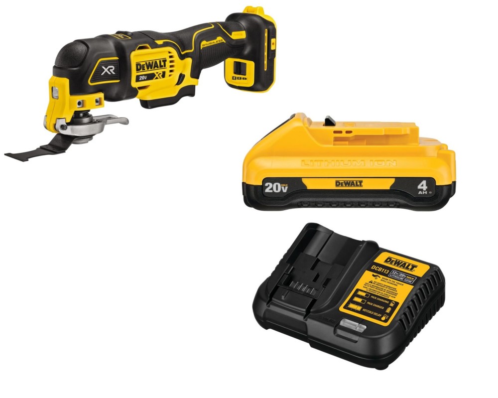 DEWALT 20V Max XR Oscillating Multi Tool with Compact 4Ah Battery Starter Kit Bundle