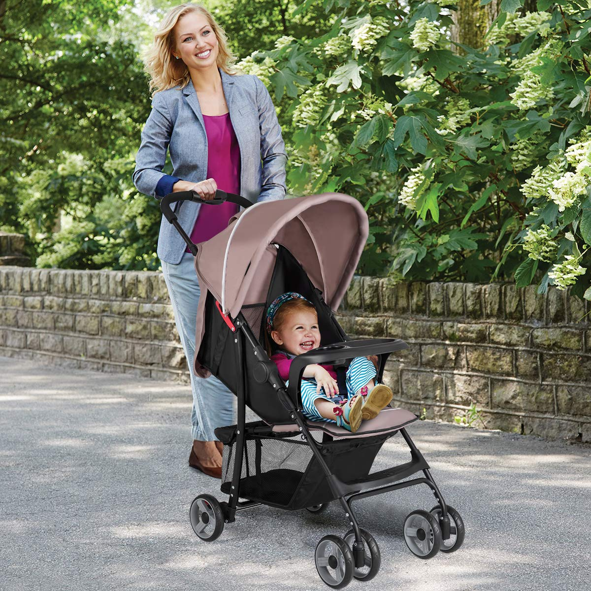 Costzon Lightweight Baby Stroller, Foldable Stroller with 5-Point Safety System and Multi Position Reclining Seat