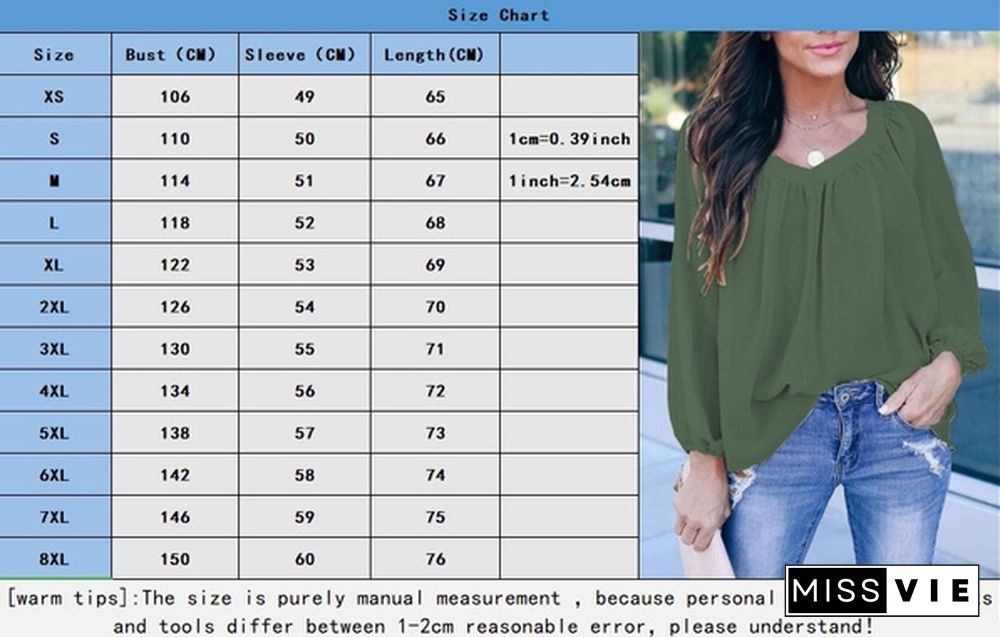 Plus Size XS-5XL Women's Fashion Clothes Pure Color Long Sleeve Shirts Elegant Ladies Casual V-neck Tops Spring and Autumn Bow-knot Lace Up Loose Chiffon Blouse