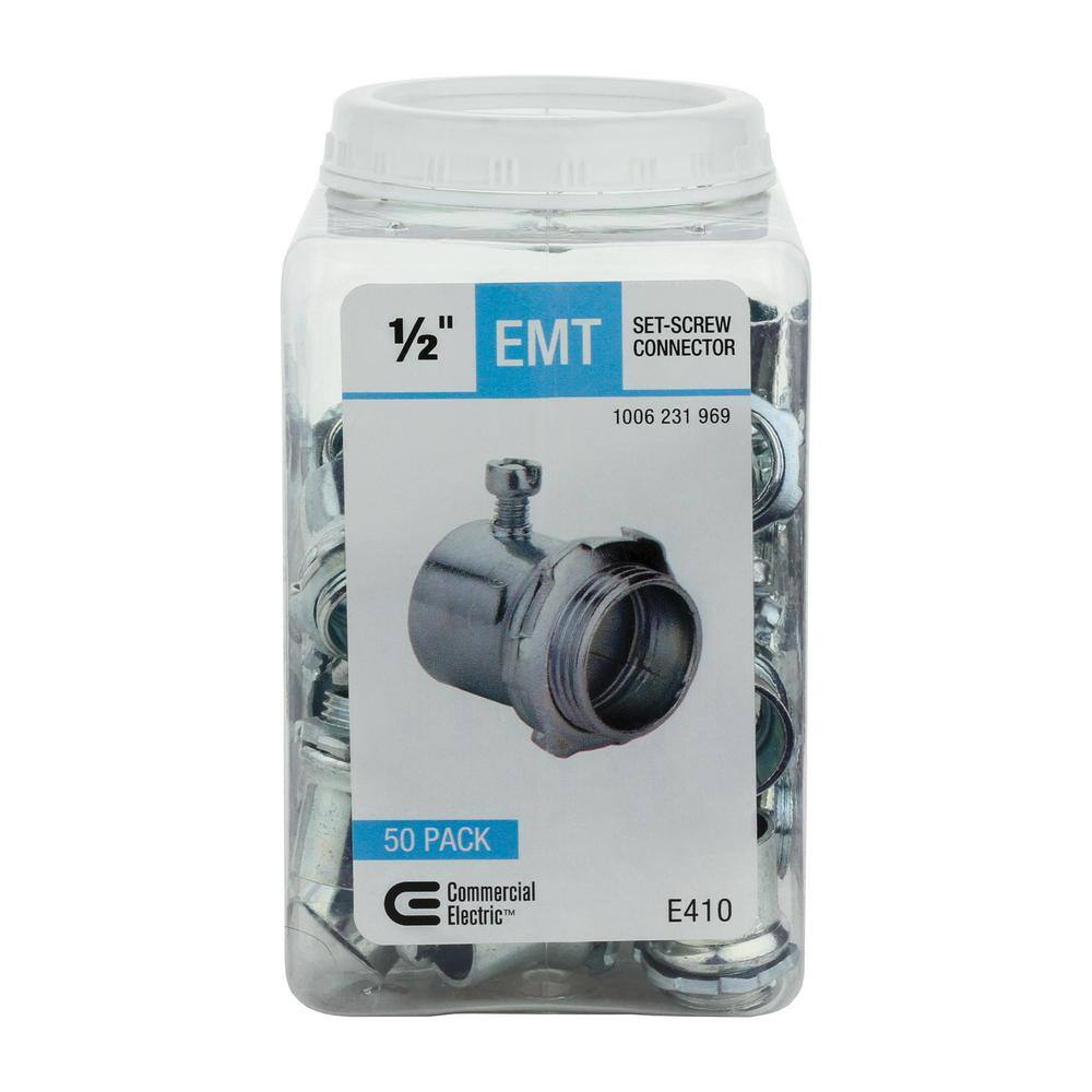 Commercial Electric 12 in. Electrical Metallic Tubing (EMT) Set-Screw Connector (50-Pack) FECSS-50-50