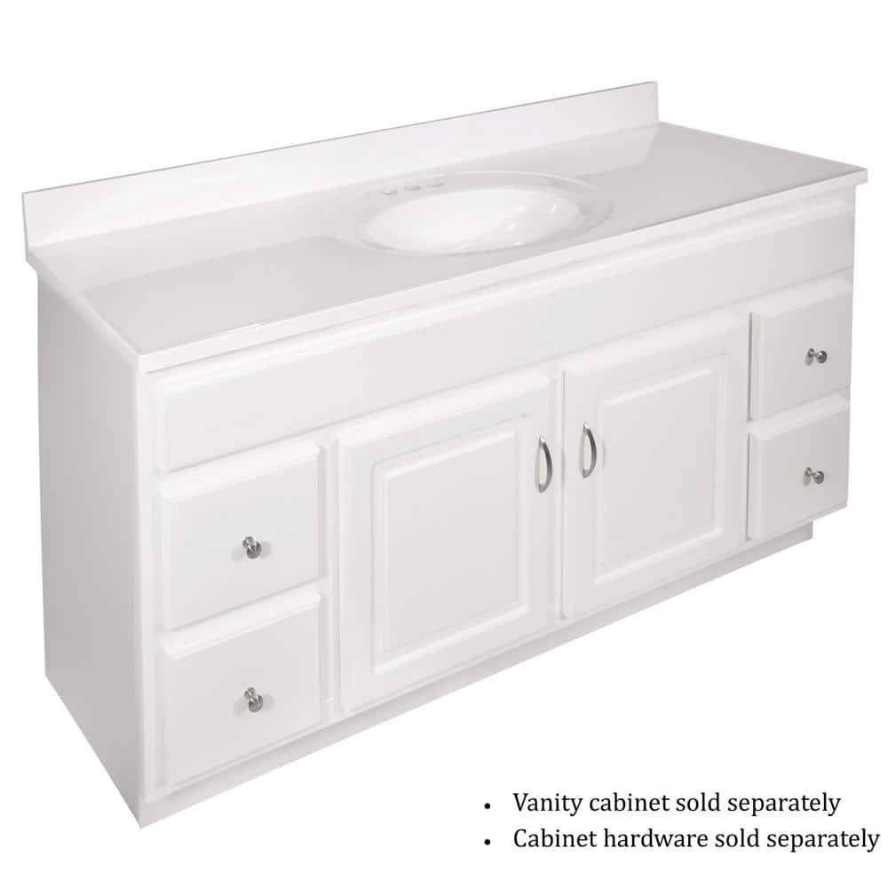 Design House 61 in W Cultured Marble Vanity Top in Solid White with 4 in Center Set Solid White Single Basin