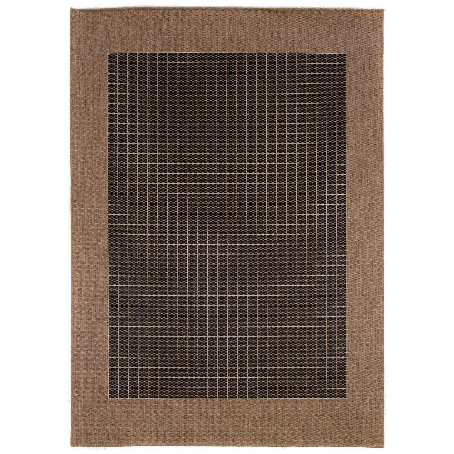 Couristan Recife Checkered Field Area Rug， 510 x 92 ， Black-Cocoa