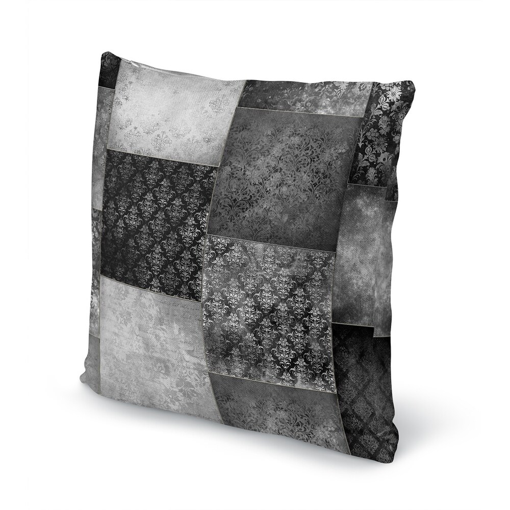 ECLECTIC BOHEMIAN PATCHWORK DARK GREY Accent Pillow By Kavka Designs