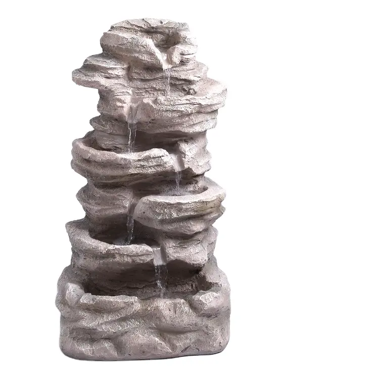 500LPH water flows rock garden stone water fountain cascading natural solar fountain