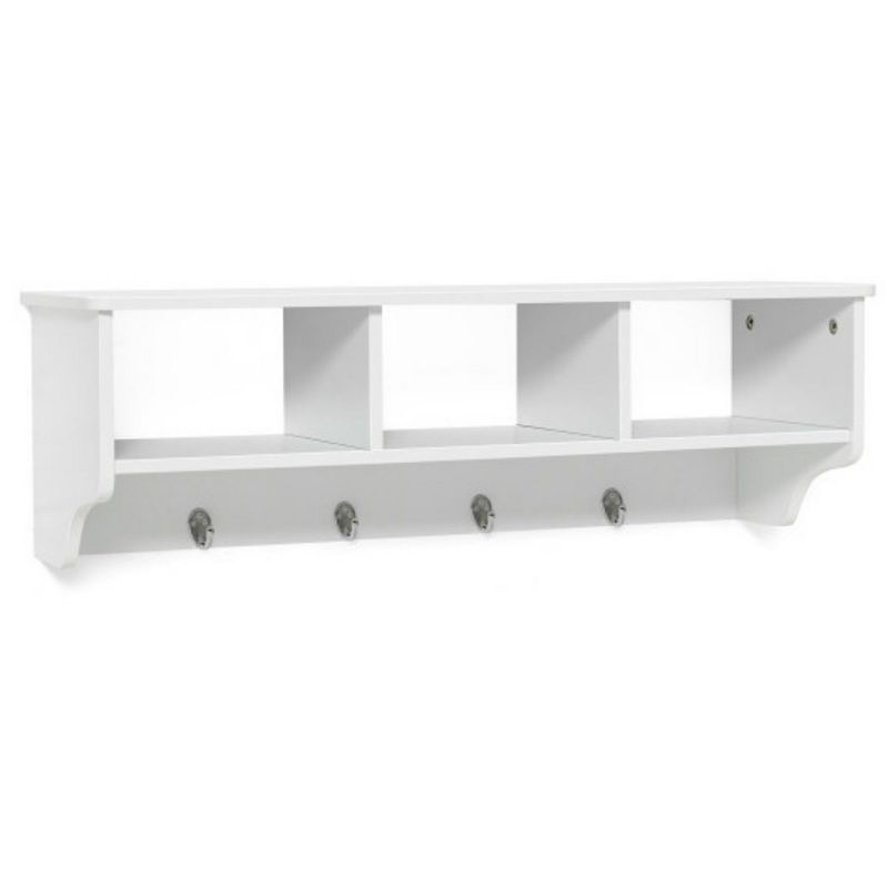 Wall Mount Cubby Organizer Hooks Entryway Storage Shelf