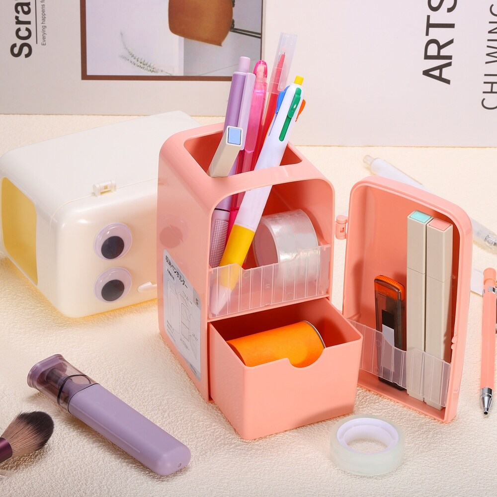 Pencil Holder Pen Holder for Desk Cute Organizer Cup Fridge Shape  White Pink   White  Pink