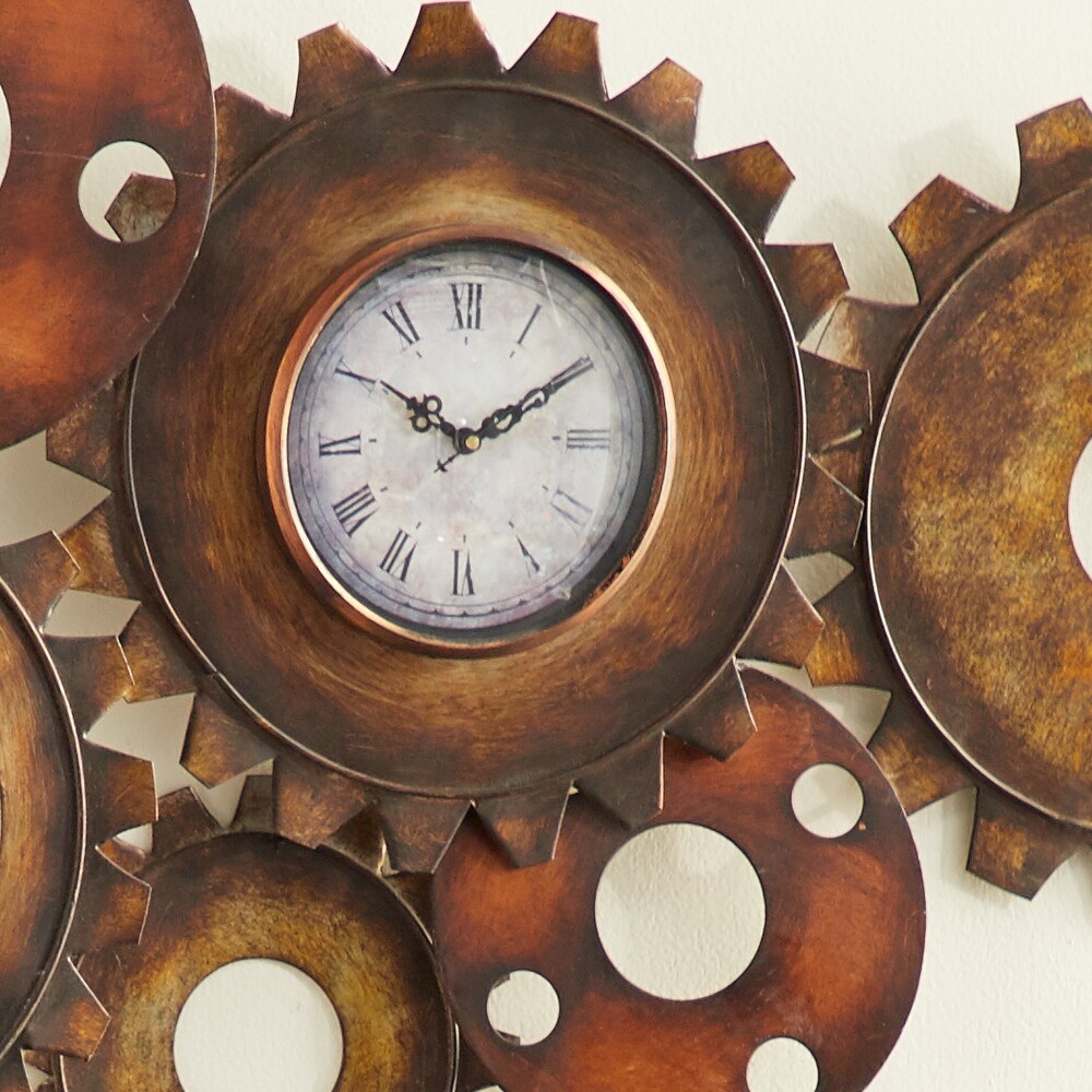Brown Metal Gear Wall Clock
