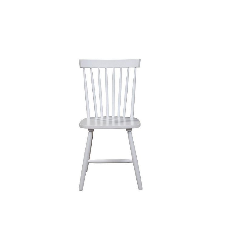 Ray 18 Inch Dining Side Chair， Rubberwood， Windsor Back， Set of 2， White