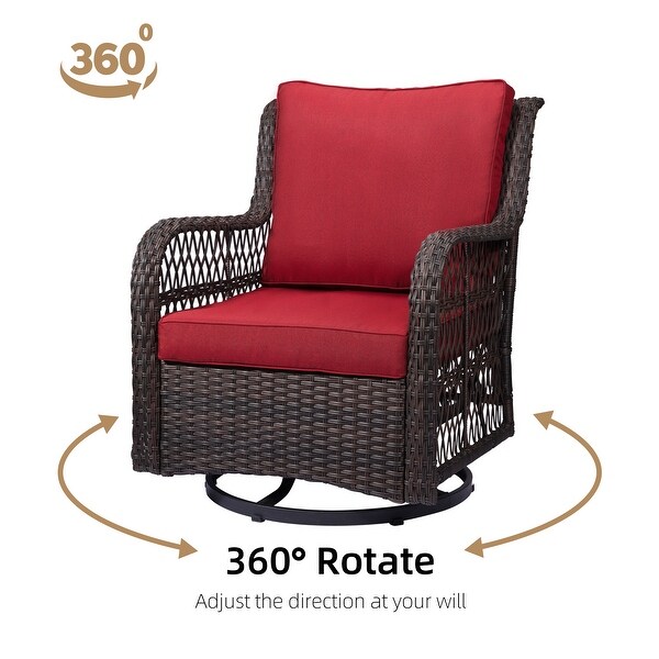 Outdoor Wicker Swivel Rocker Patio Set，360 Degree Swivel Rocking Chairs Elegant Wicker Patio Bistro Set